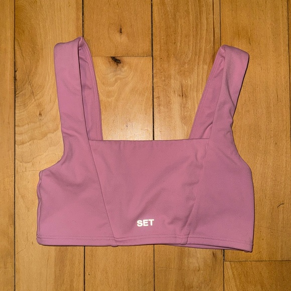 SET ACTIVE | Pink Square Neck Set Active Sports Bra - Picture 1 of 3
